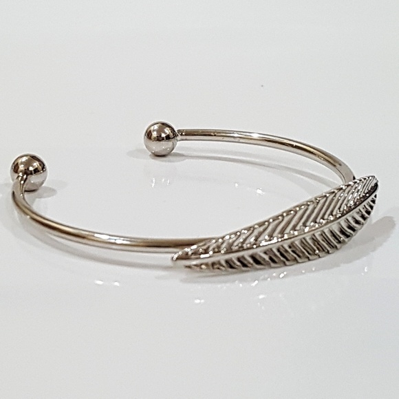 Silver Tone Leaf Cuff Bracelet - Picture 5 of 6